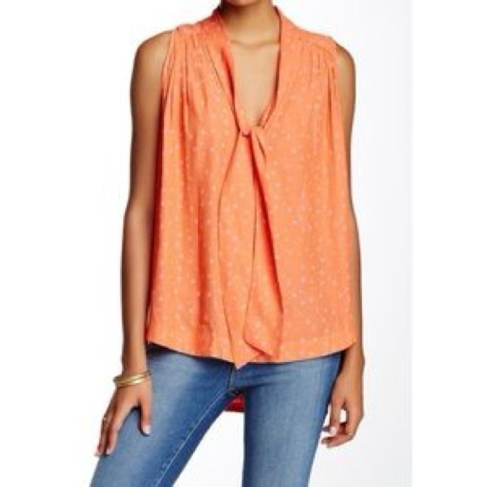 Free People Front Tie Sleeveless Blouse